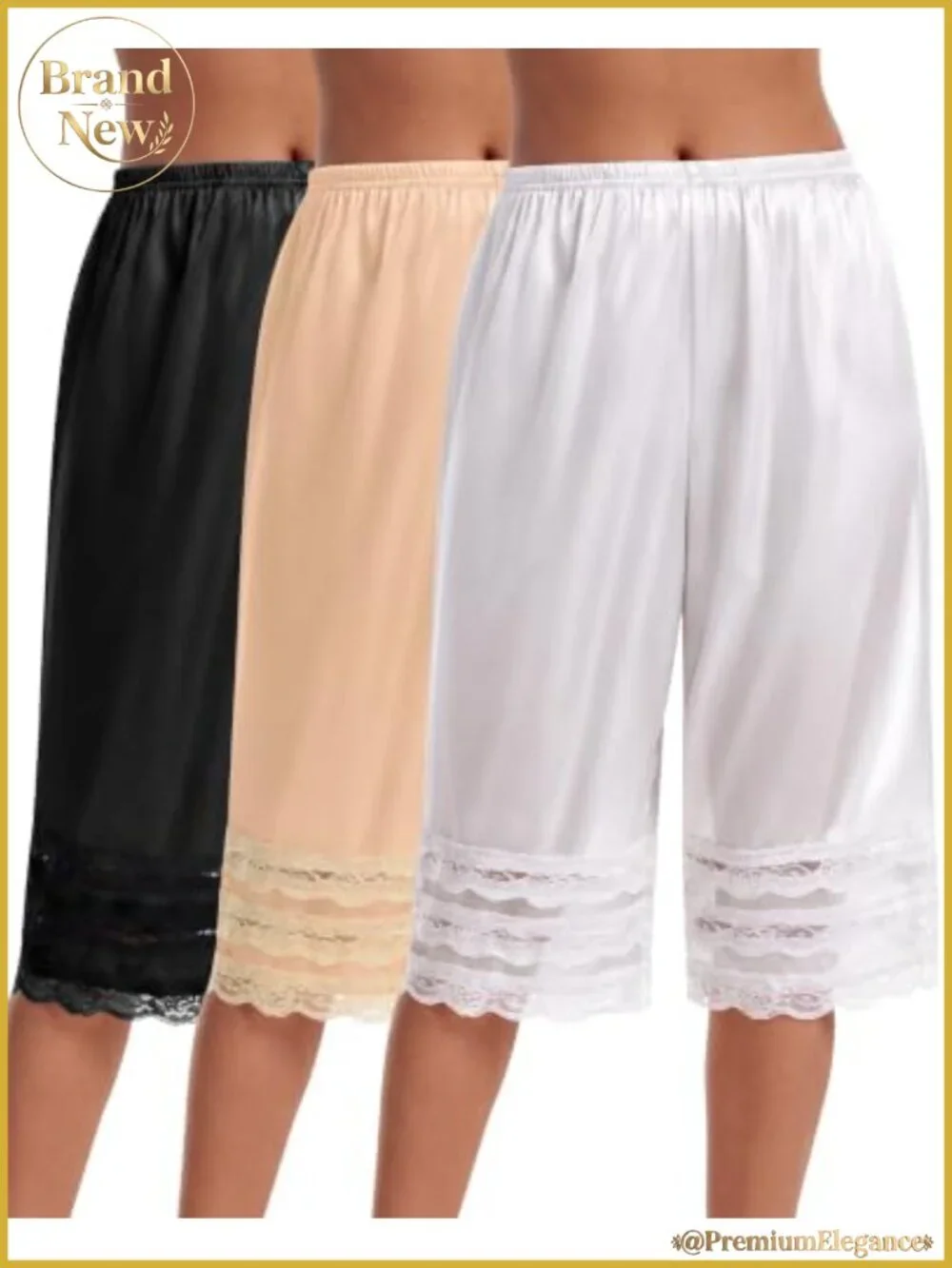 3 Pack Womens Lace Pettipants Slip Shorts Anti Chafing High Waisted Wide Leg